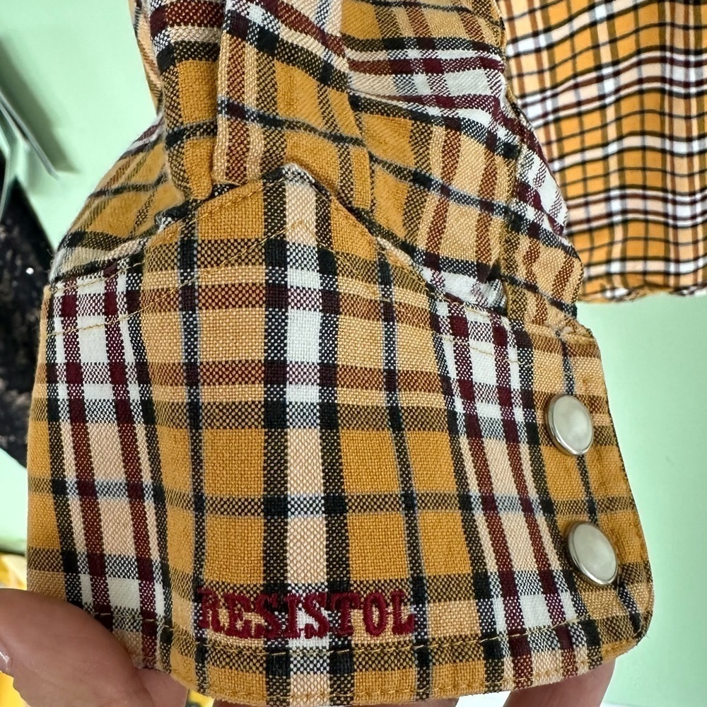 Resistol Shirt Rodeo Mens Sz Large Embroidered Logo Pearl Snap Plaid Western‌‌‌ - Picture 5 of 11